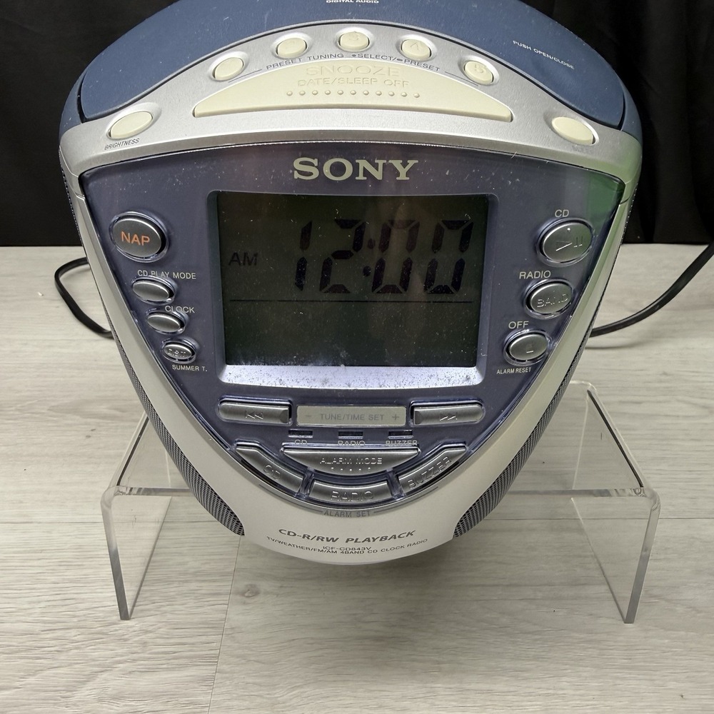 Sony Dream Machine ICF-CD843V AM/FM Radio CD Clock Alarm Tested - READ Parts